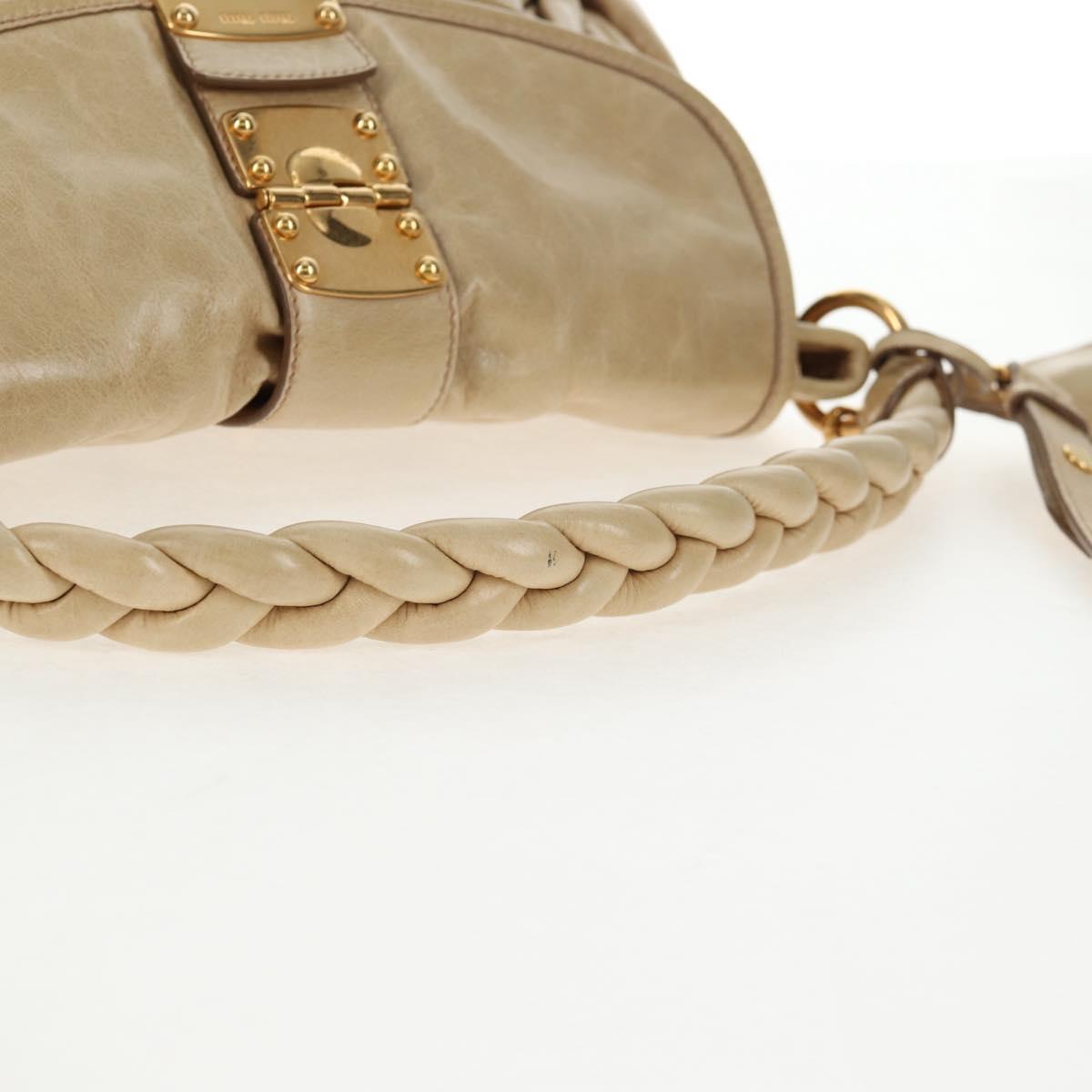 Miu Miu Matelasse Hand Bag Leather 2way Beige Gold Auth SW1538V