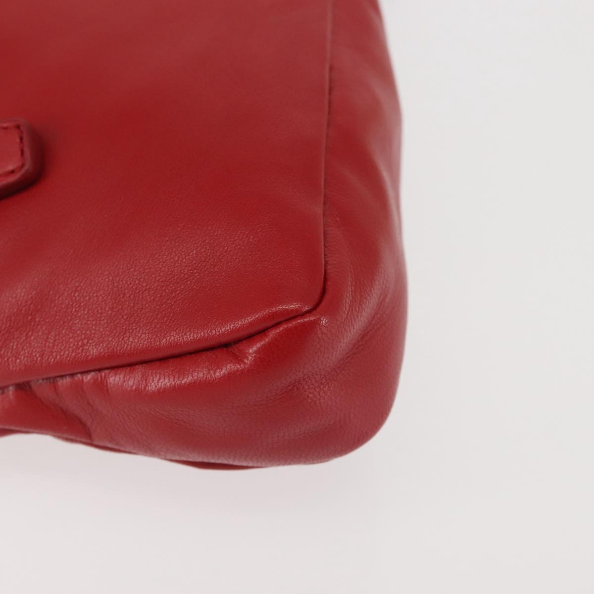 Miu Miu Bijoux Shoulder Bag Leather Red Gold Auth SW1539