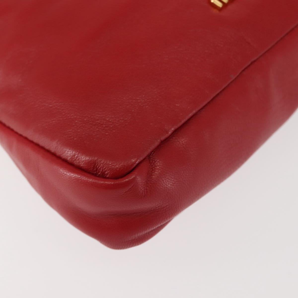 Miu Miu Bijoux Shoulder Bag Leather Red Gold Auth SW1539