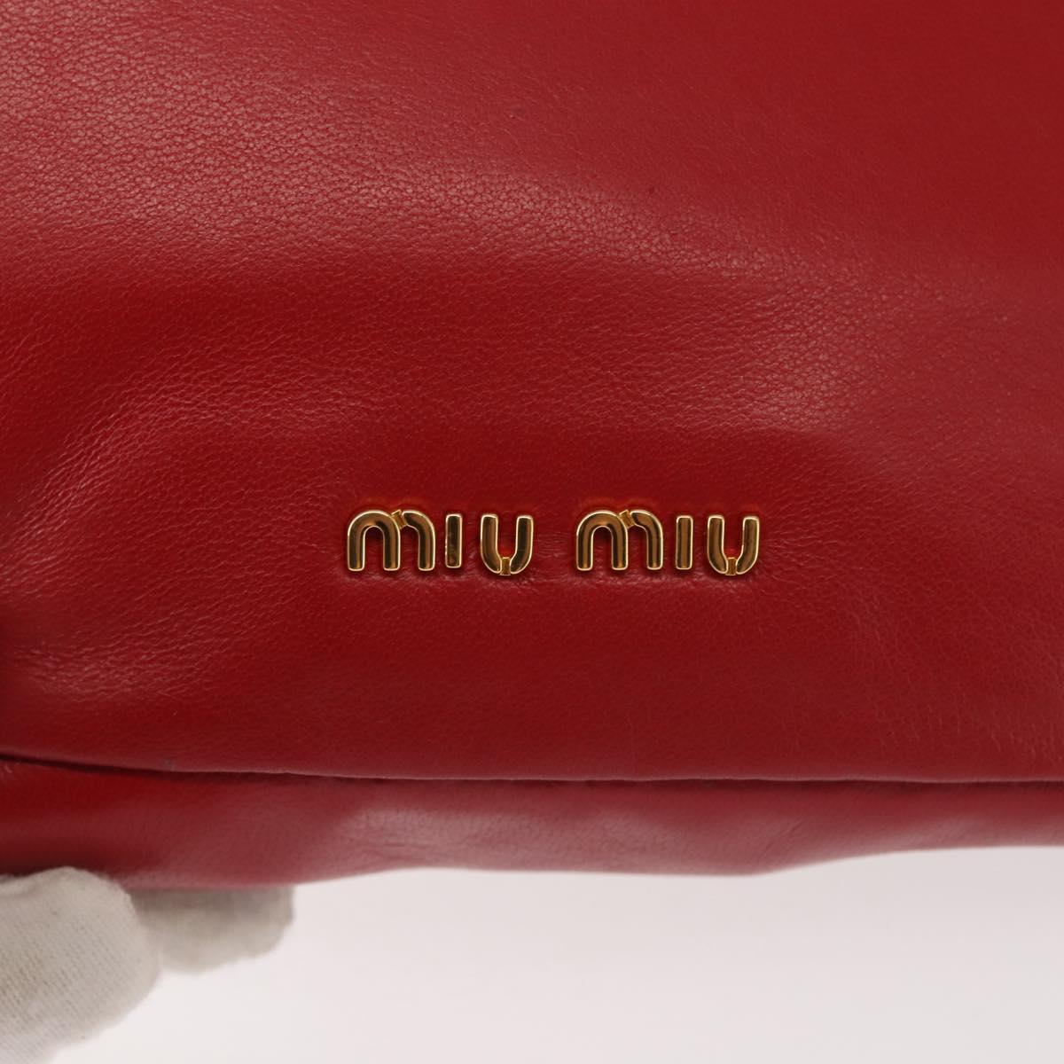 Miu Miu Bijoux Shoulder Bag Leather Red Gold Auth SW1539