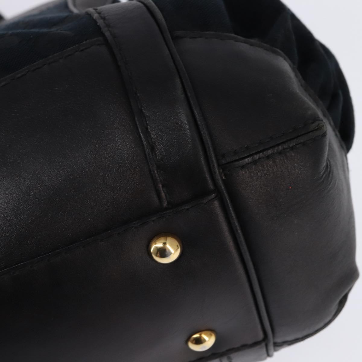 GUCCI GG Canvas Hand Bag Black Gold Auth SW1542