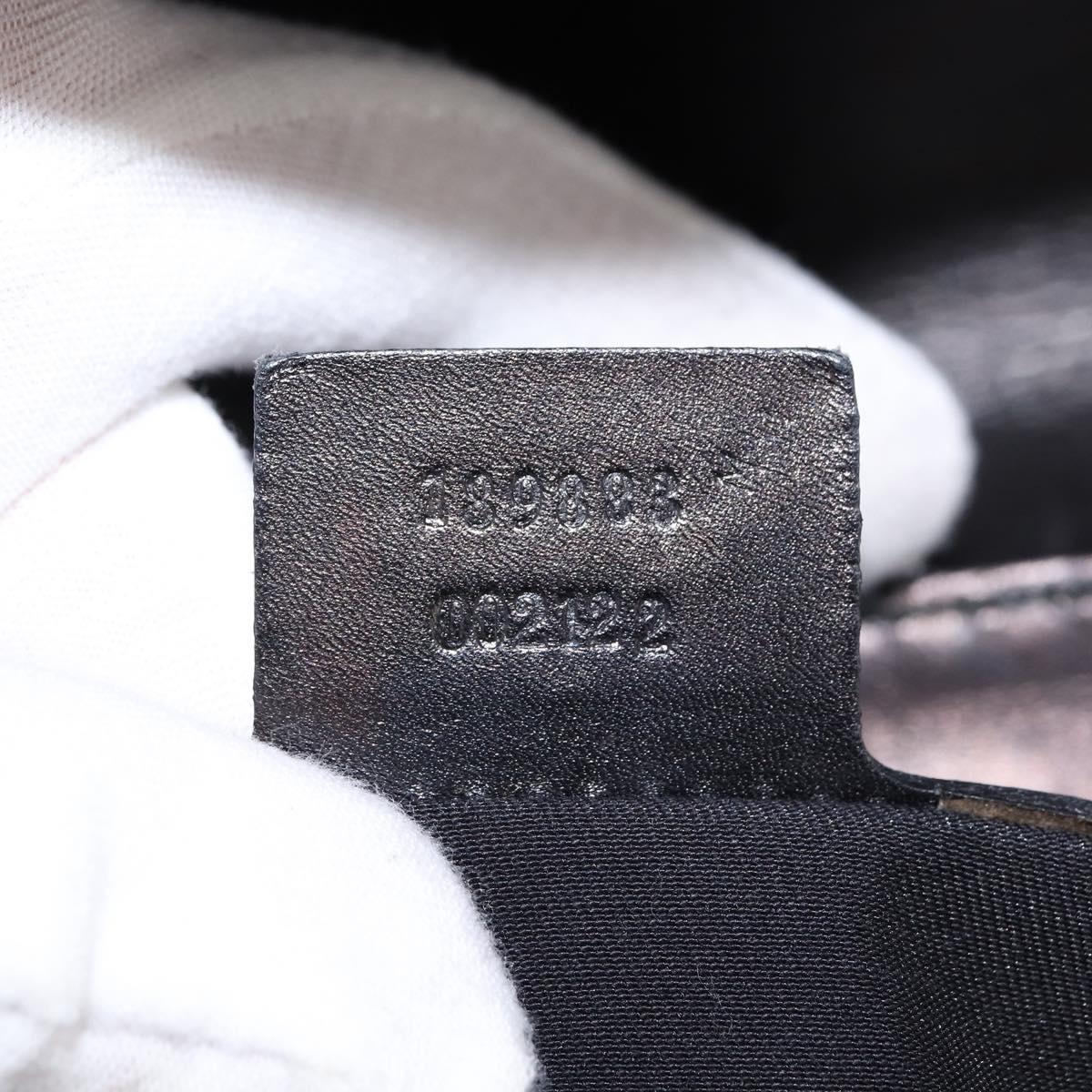 GUCCI GG Canvas Hand Bag Black Gold Auth SW1542