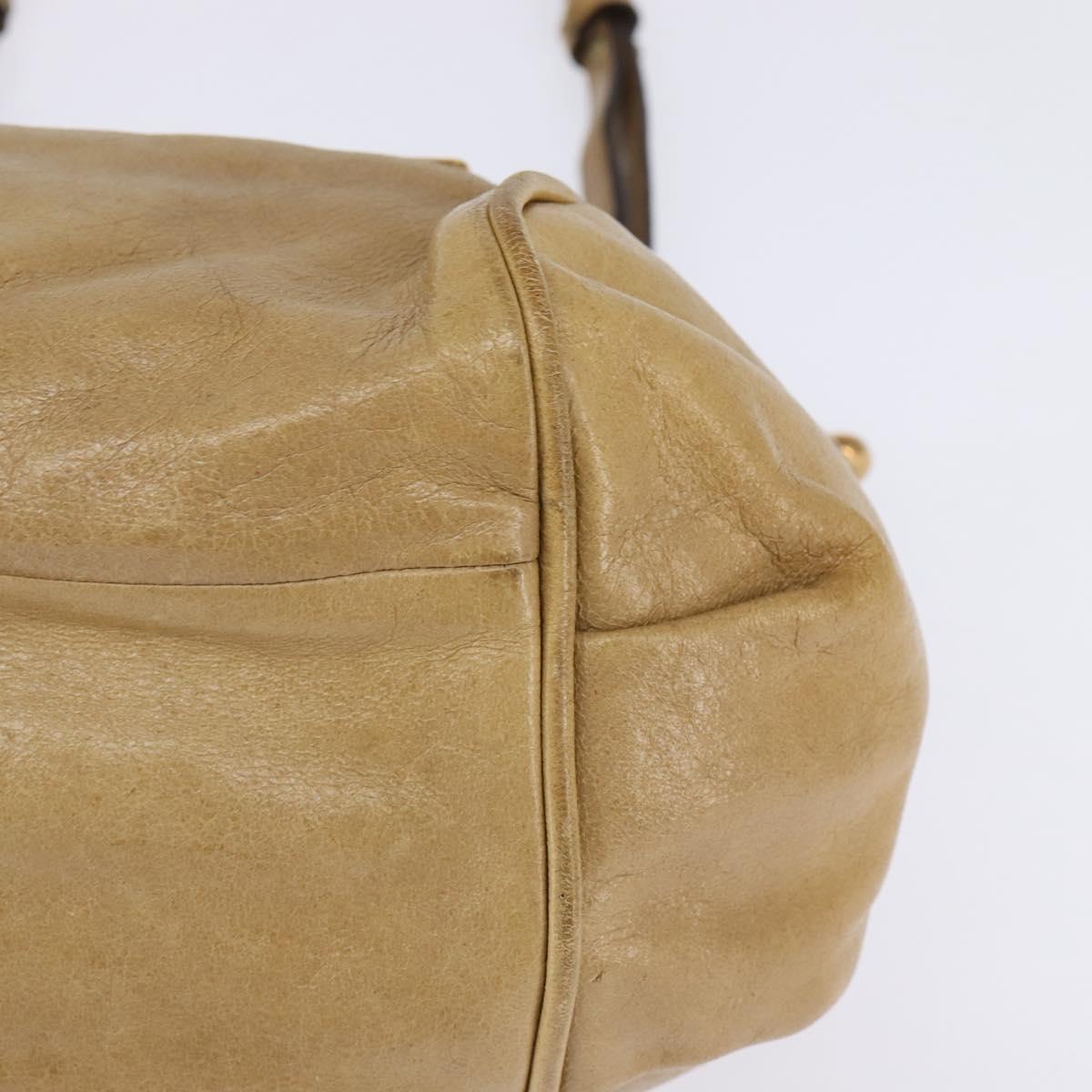 Chloe Etel Hand Bag Leather 2way Beige Gold Auth SW1546