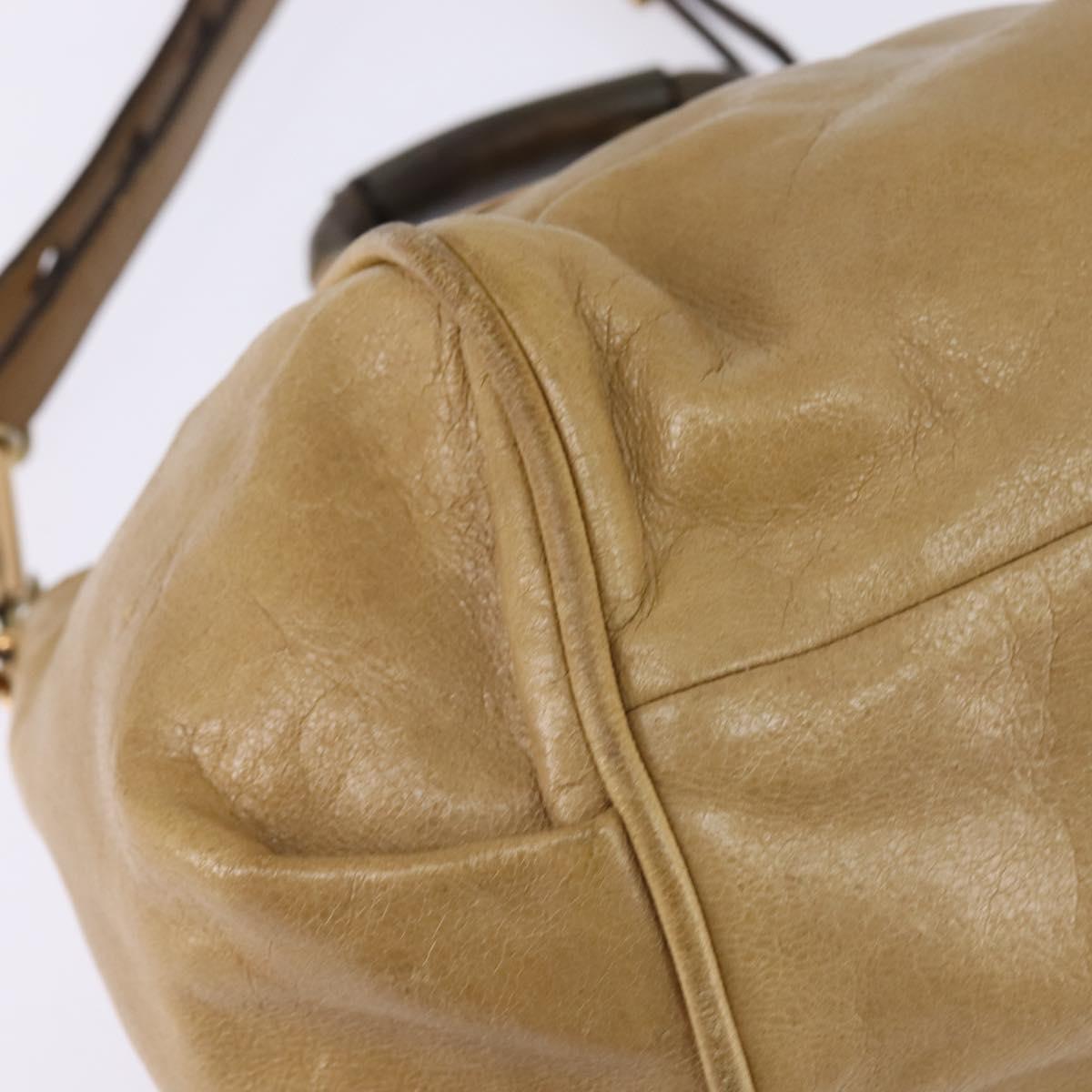 Chloe Etel Hand Bag Leather 2way Beige Gold Auth SW1546