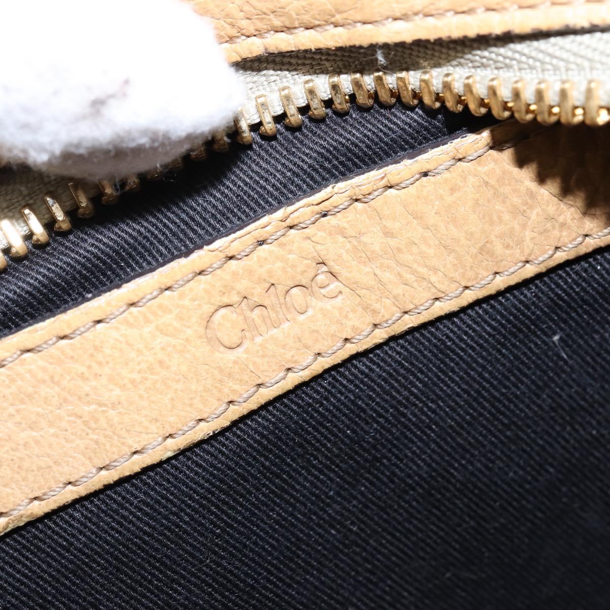Chloe Etel Hand Bag Leather 2way Beige Gold Auth SW1546
