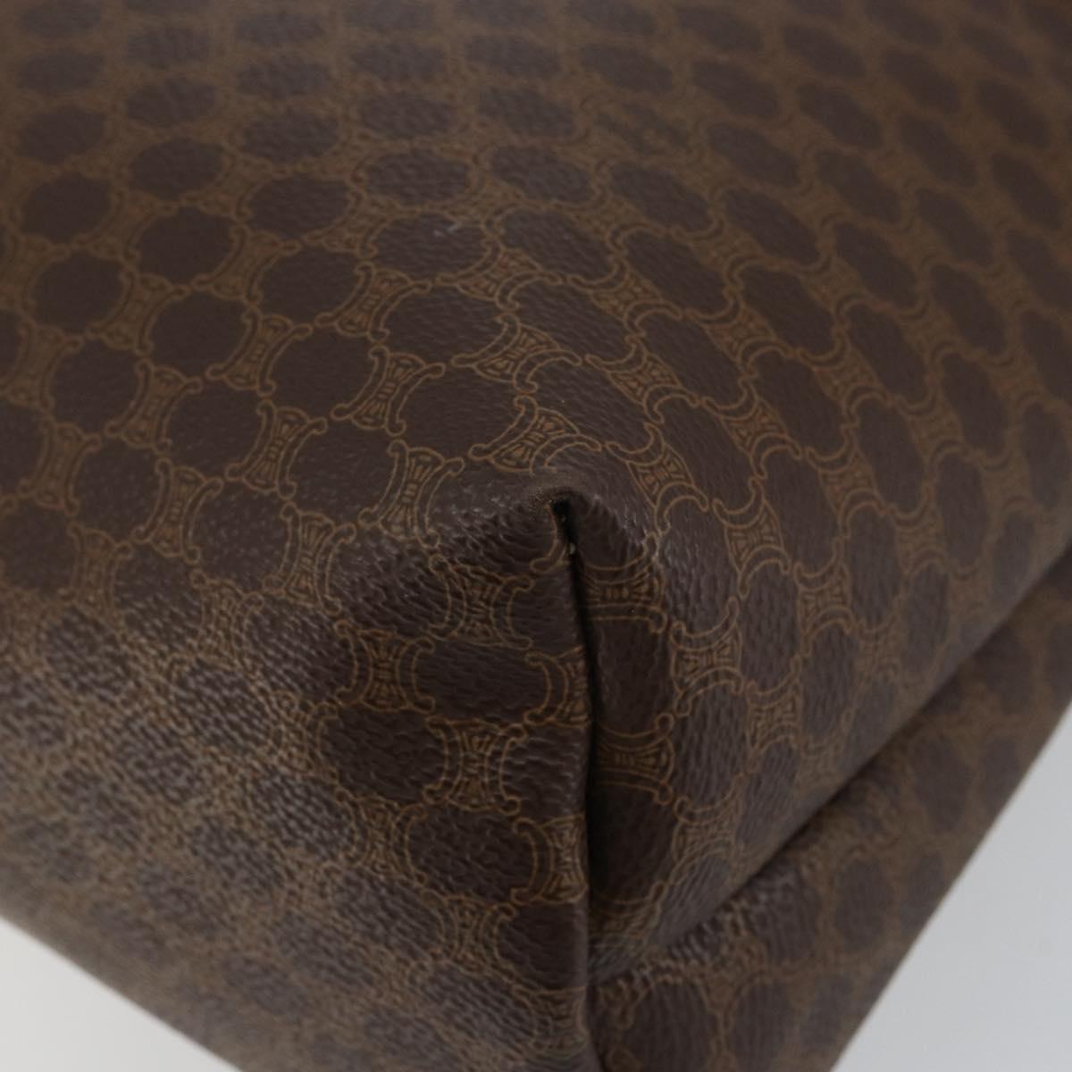 CELINE Macadam Canvas Tote Bag PVC Leather Brown Gold Auth SW1549