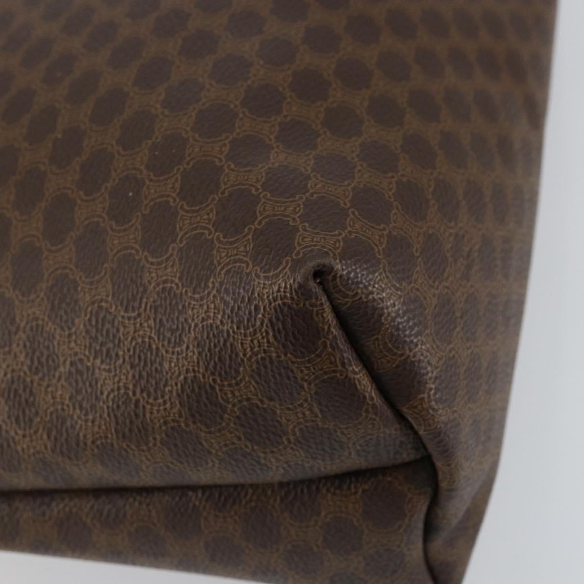 CELINE Macadam Canvas Tote Bag PVC Leather Brown Gold Auth SW1549