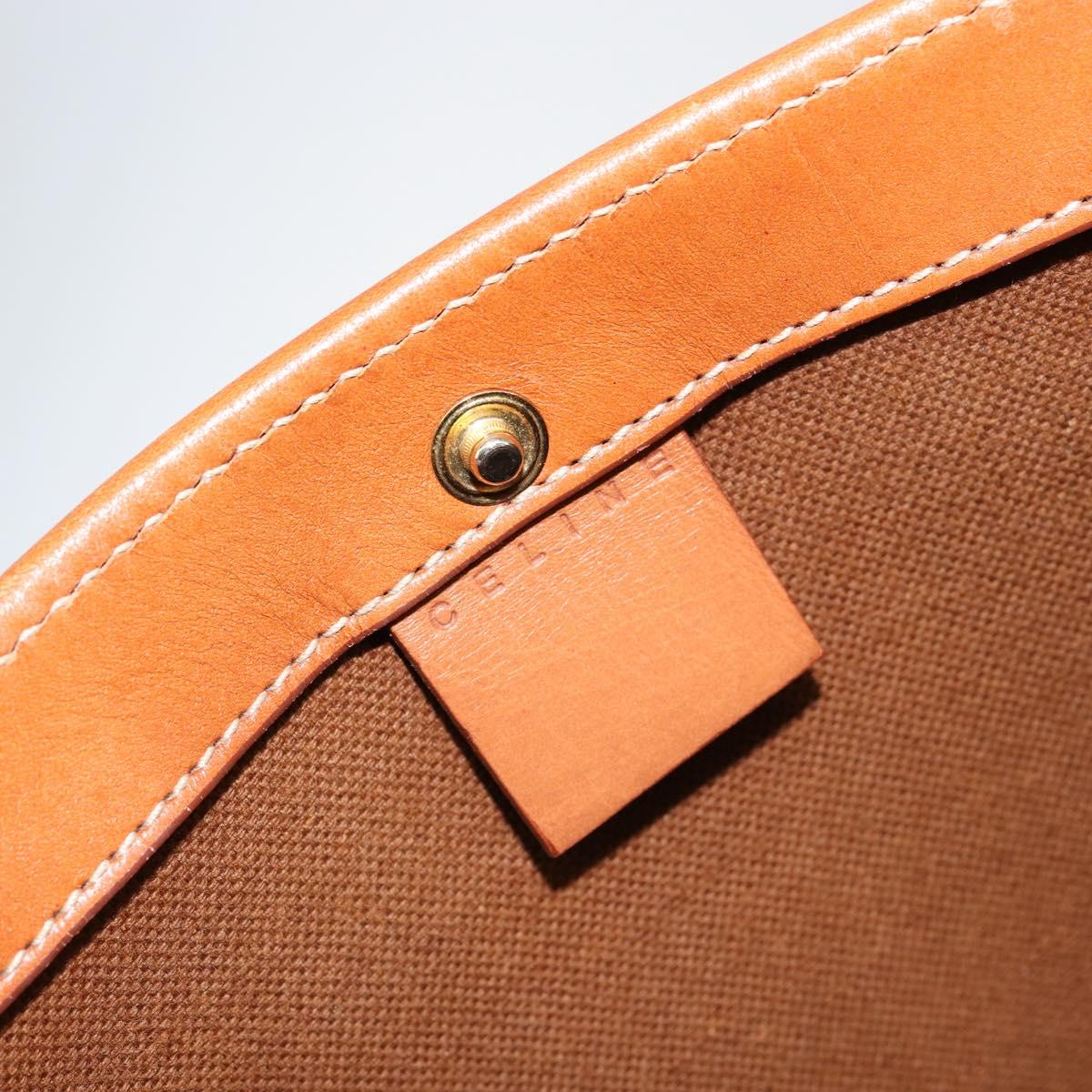 CELINE Macadam Canvas Tote Bag PVC Leather Brown Gold Auth SW1549