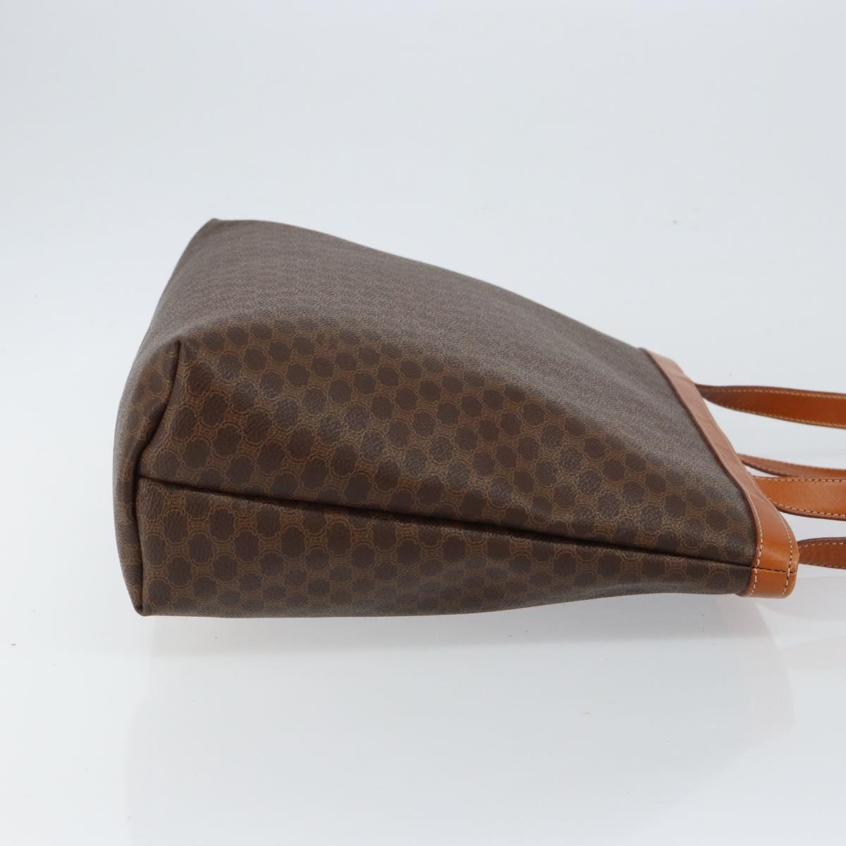 CELINE Macadam Canvas Tote Bag PVC Leather Brown Gold Auth SW1549