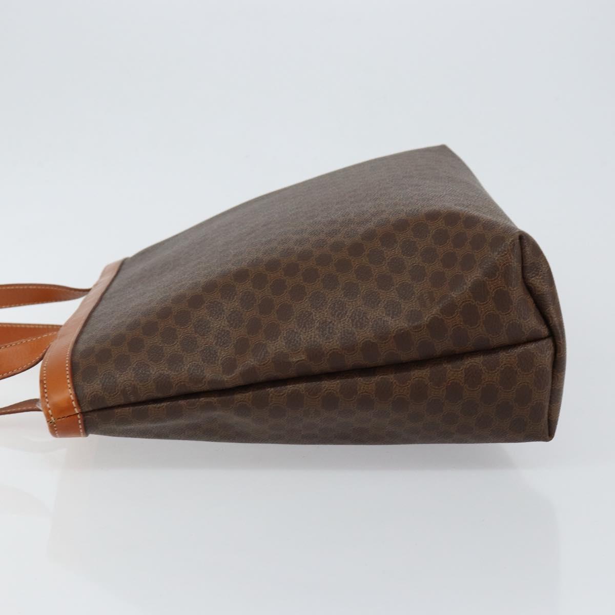 CELINE Macadam Canvas Tote Bag PVC Leather Brown Gold Auth SW1549