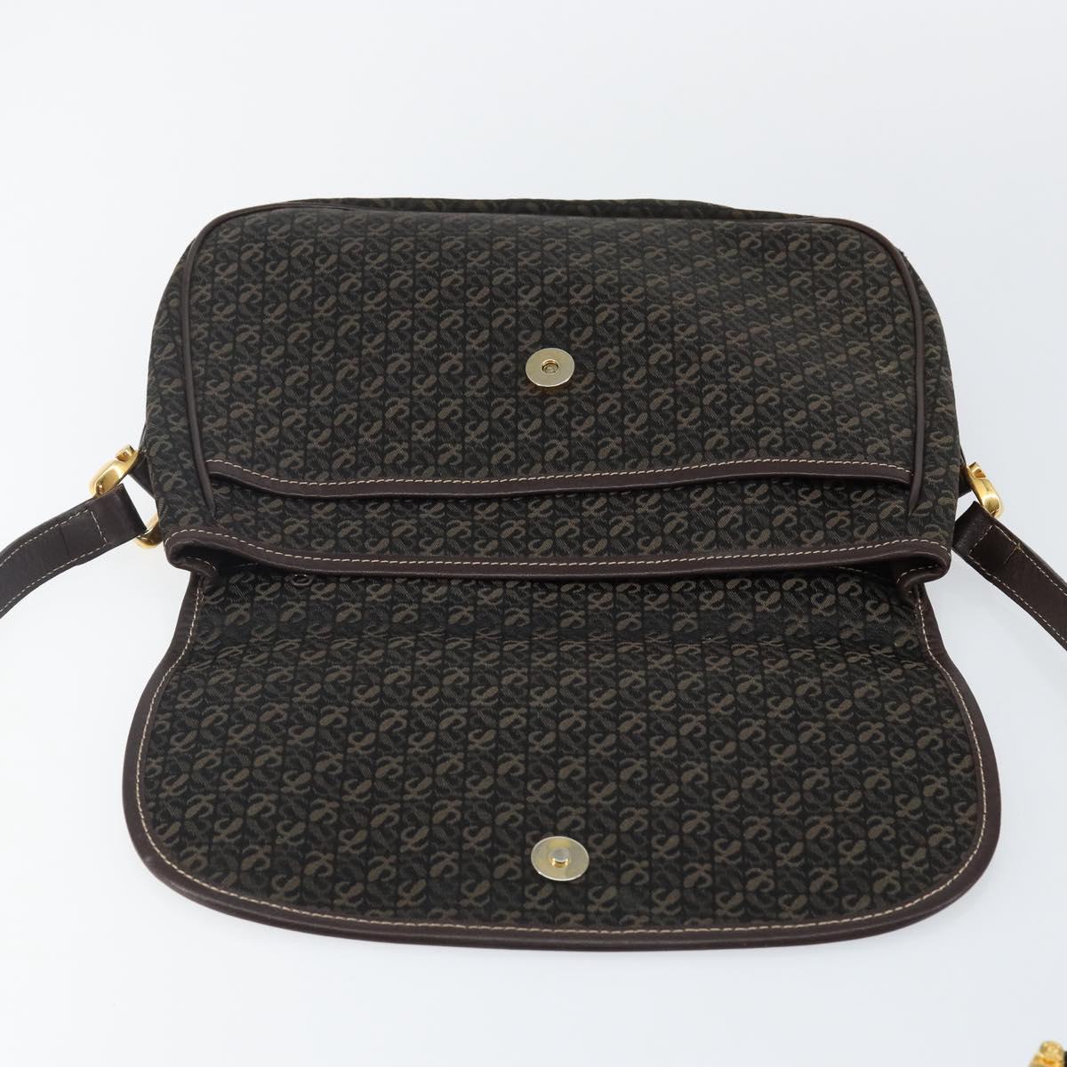 LOEWE Anagram Shoulder Bag Canvas Brown Gold Auth SW1553