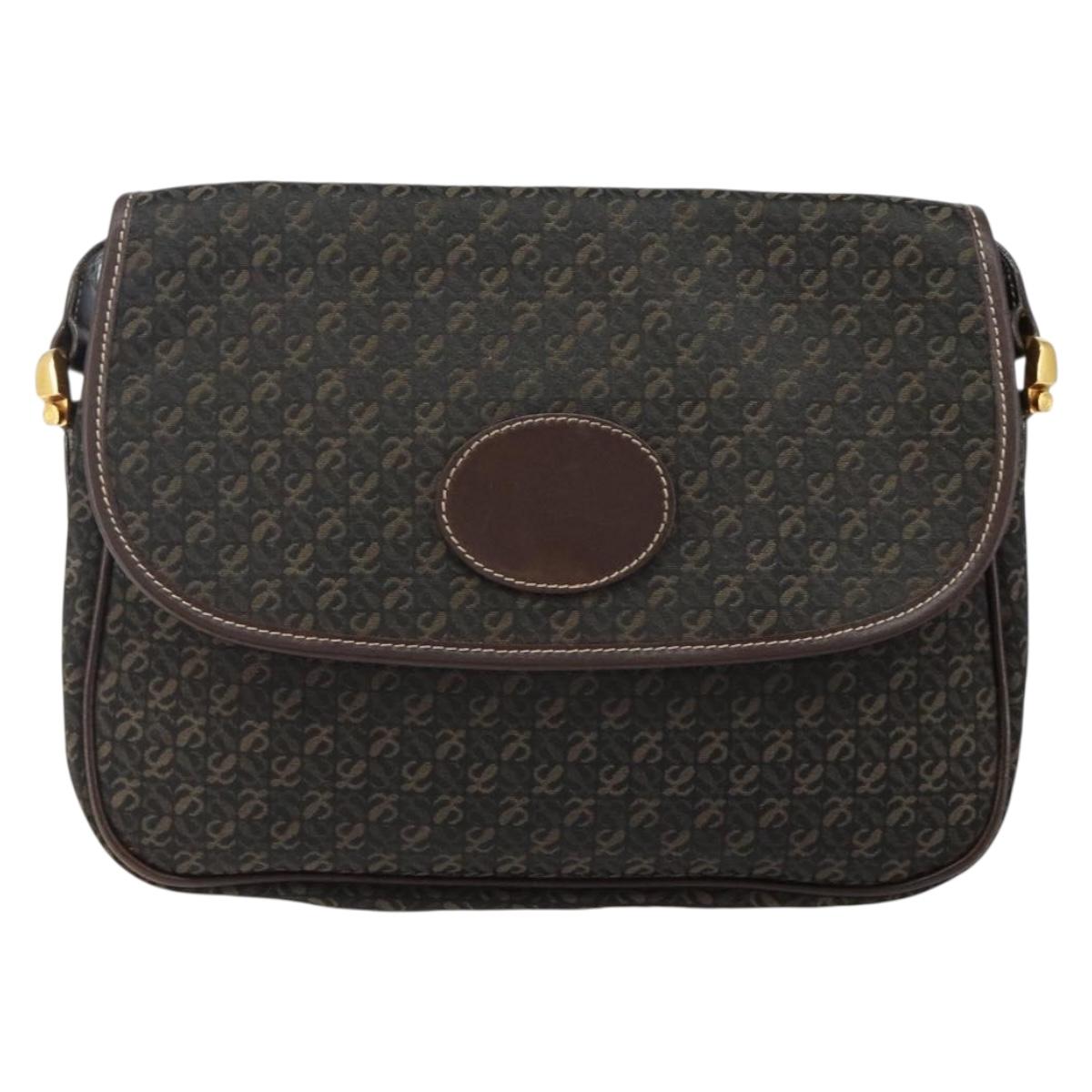 LOEWE Anagram Shoulder Bag Canvas Brown Gold Auth SW1553