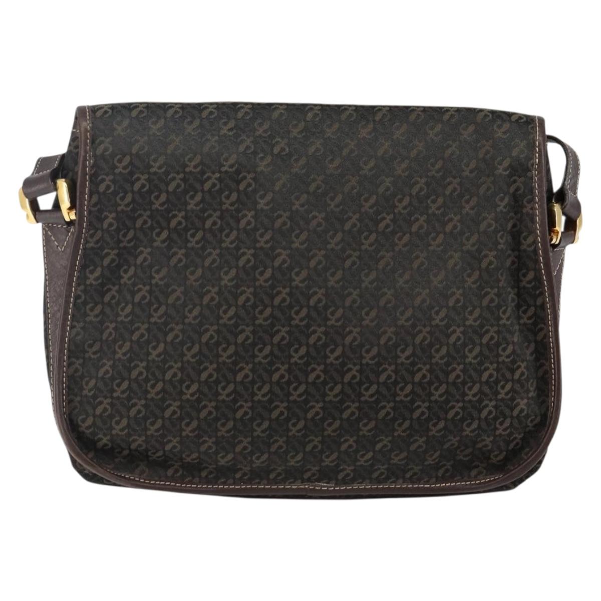 LOEWE Anagram Shoulder Bag Canvas Brown Gold Auth SW1553