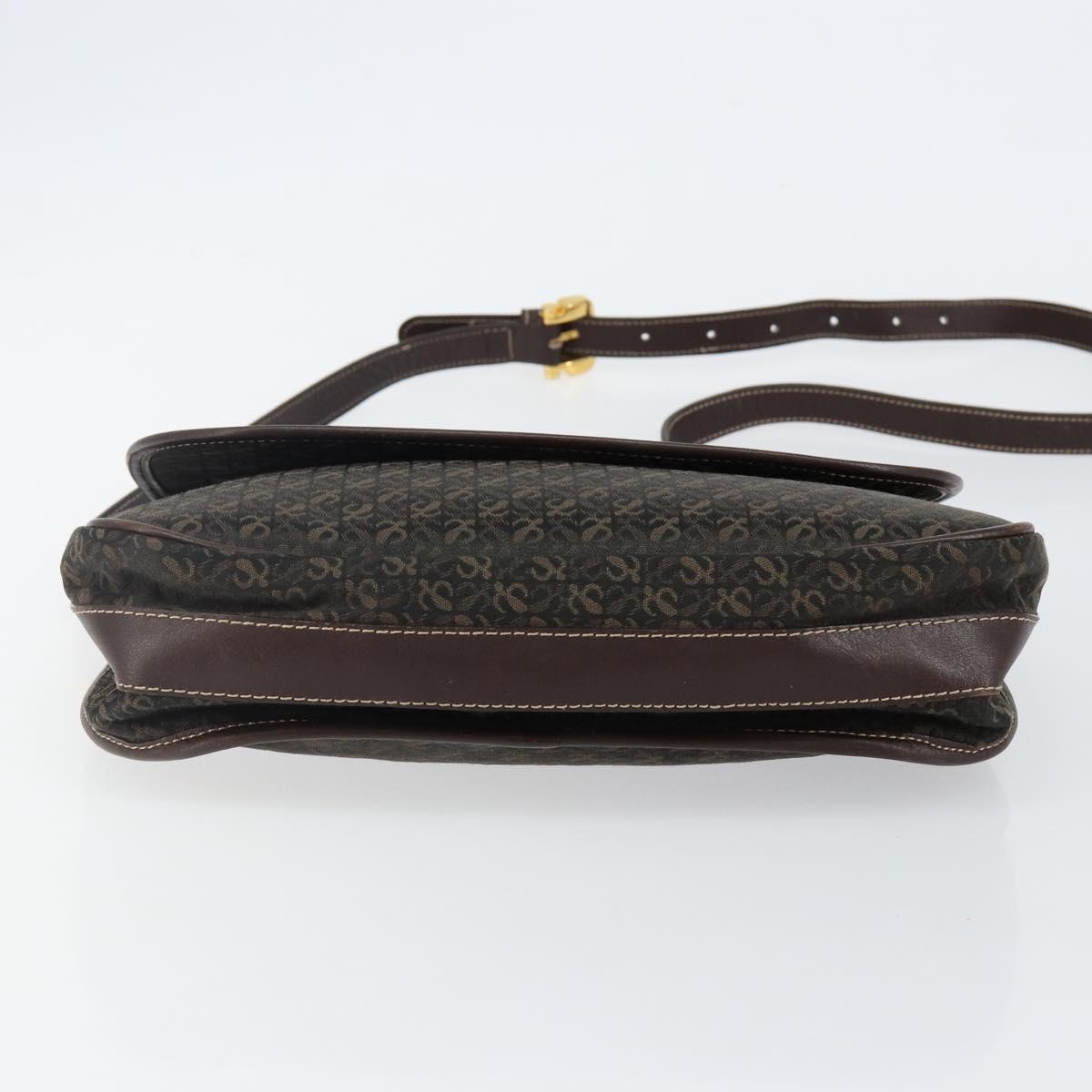 LOEWE Anagram Shoulder Bag Canvas Brown Gold Auth SW1553