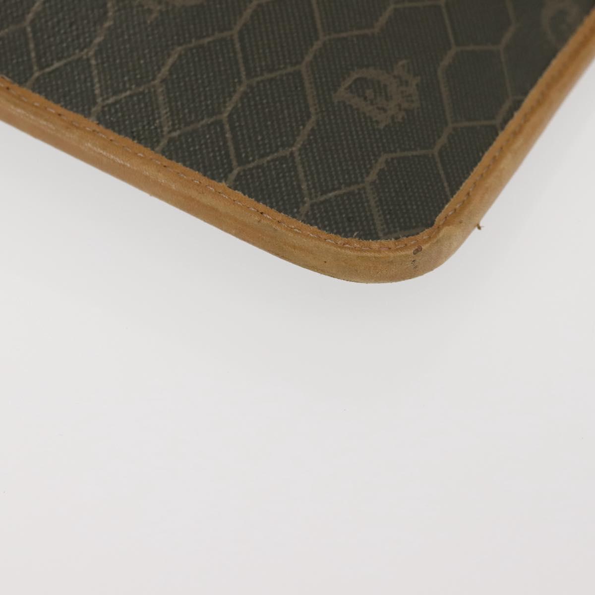 Christian Dior Honeycomb Canvas Chain Shoulder Bag PVC Brown Gold Auth SW1555