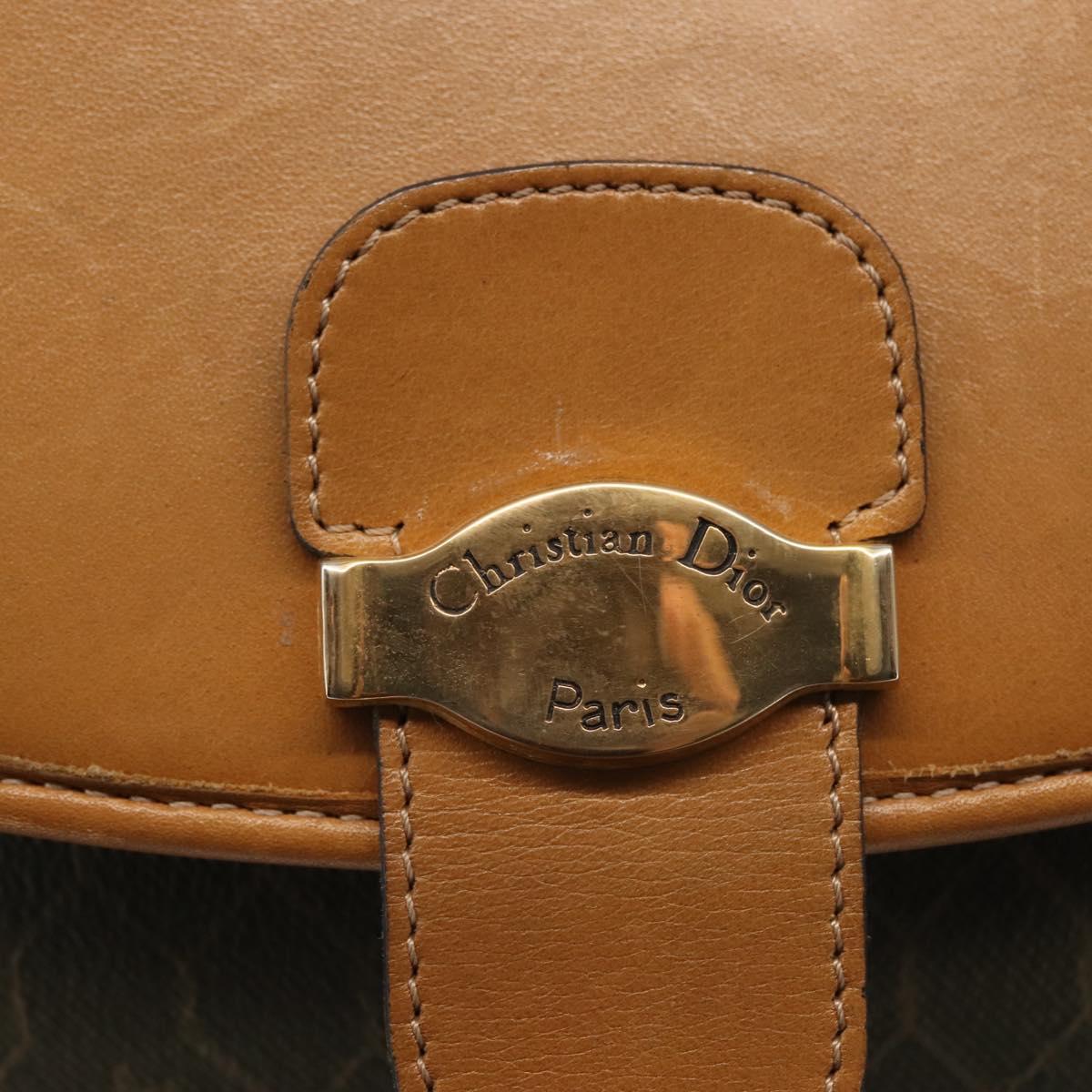 Christian Dior Honeycomb Canvas Chain Shoulder Bag PVC Brown Gold Auth SW1555