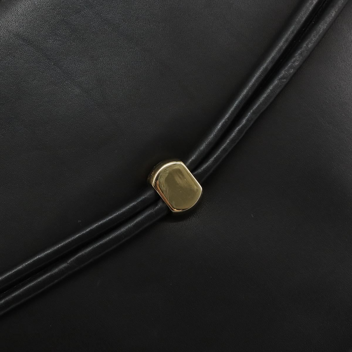 BALLY Hand Bag Leather Black Gold Auth SW1563