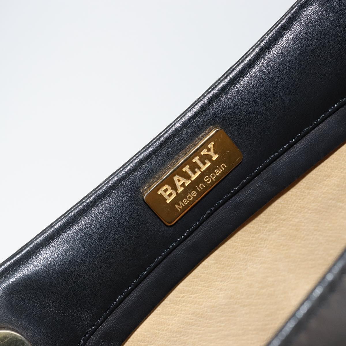 BALLY Hand Bag Leather Black Gold Auth SW1563