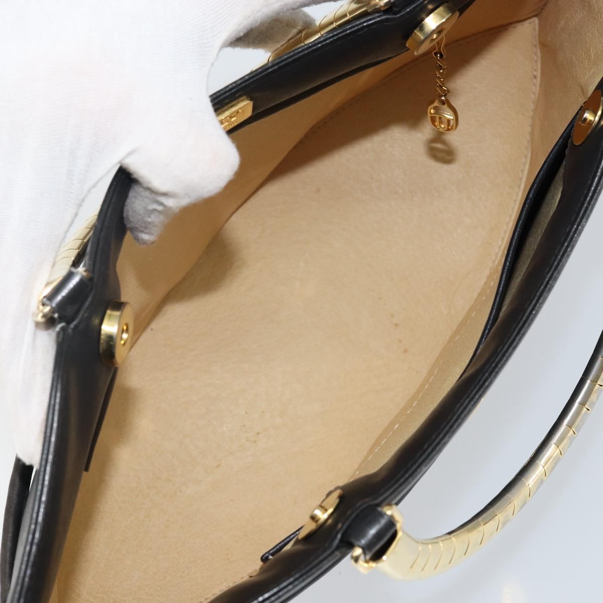 BALLY Hand Bag Leather Black Gold Auth SW1563