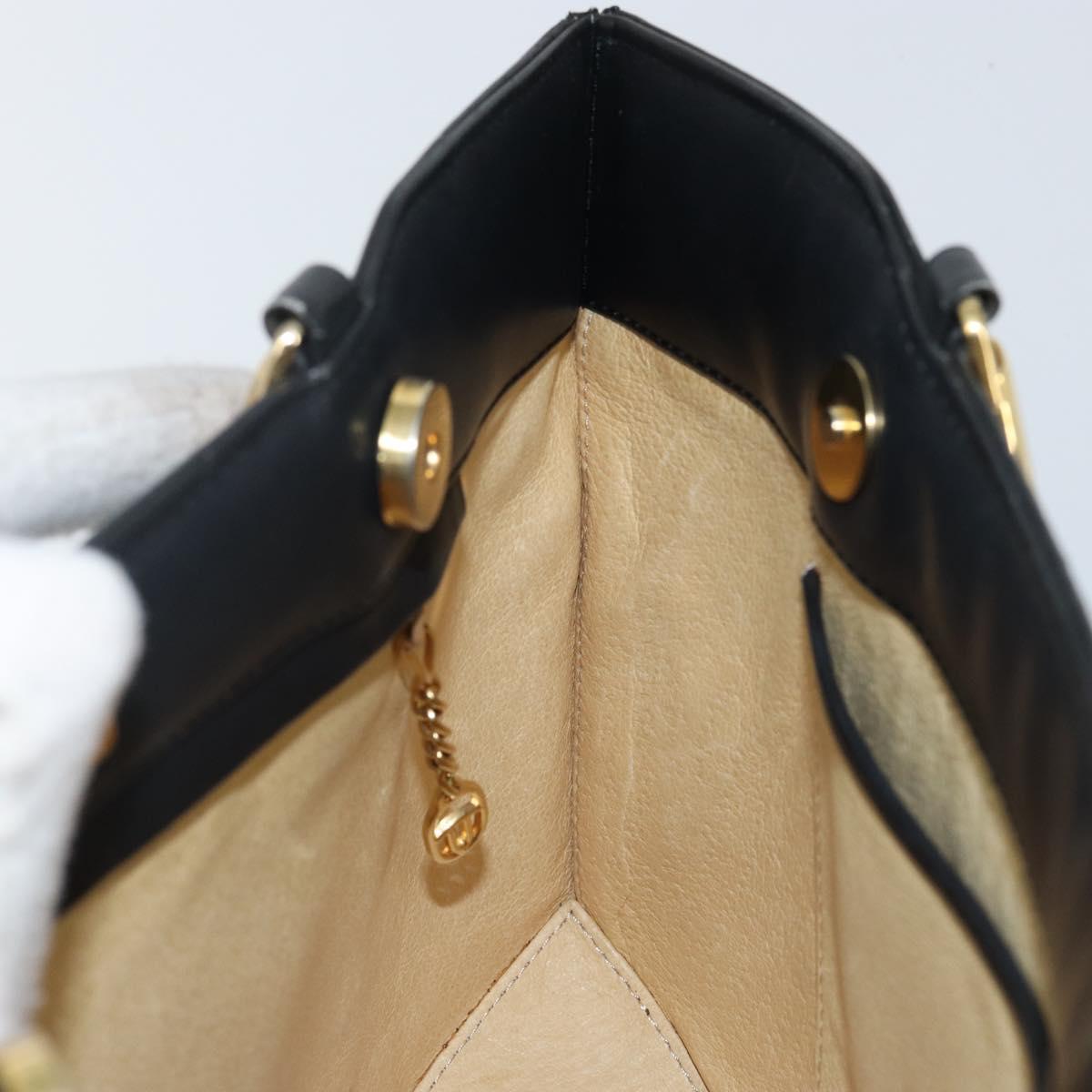 BALLY Hand Bag Leather Black Gold Auth SW1563