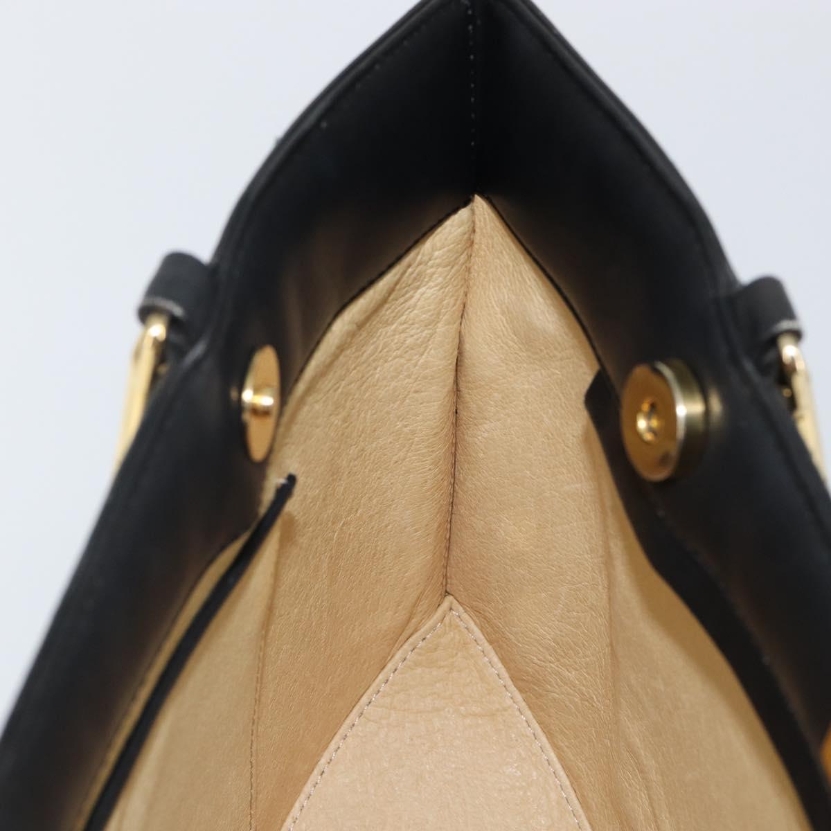 BALLY Hand Bag Leather Black Gold Auth SW1563