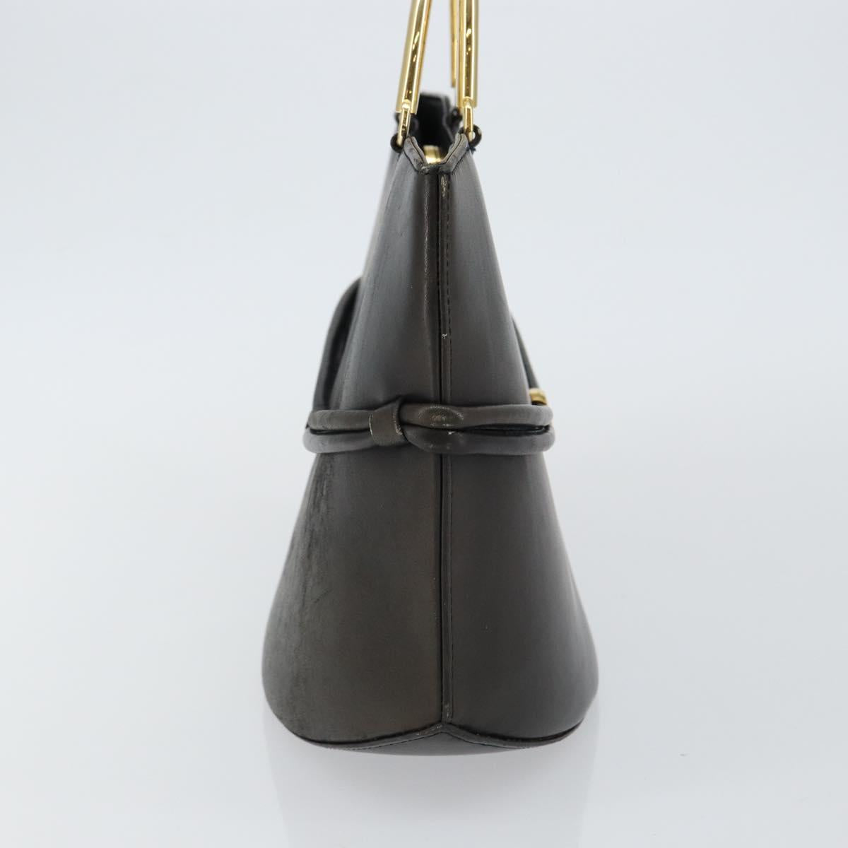 BALLY Hand Bag Leather Black Gold Auth SW1563