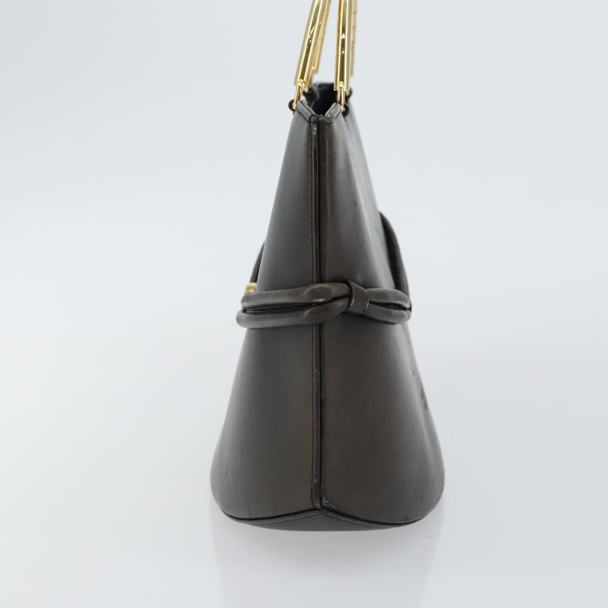 BALLY Hand Bag Leather Black Gold Auth SW1563