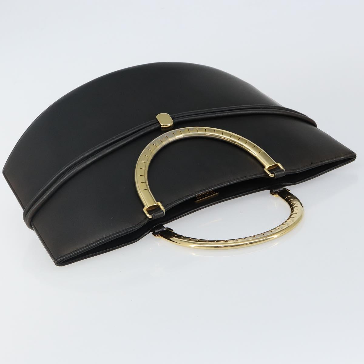 BALLY Hand Bag Leather Black Gold Auth SW1563