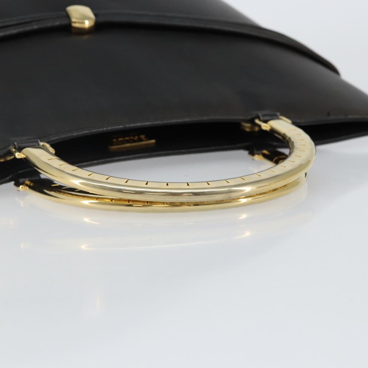 BALLY Hand Bag Leather Black Gold Auth SW1563