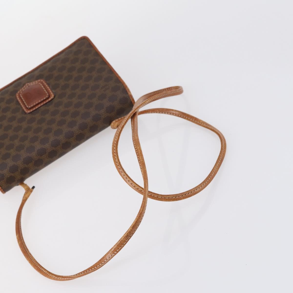 CELINE Macadam Canvas Shoulder Bag PVC Leather 2Set Brown Beige Auth SW1565