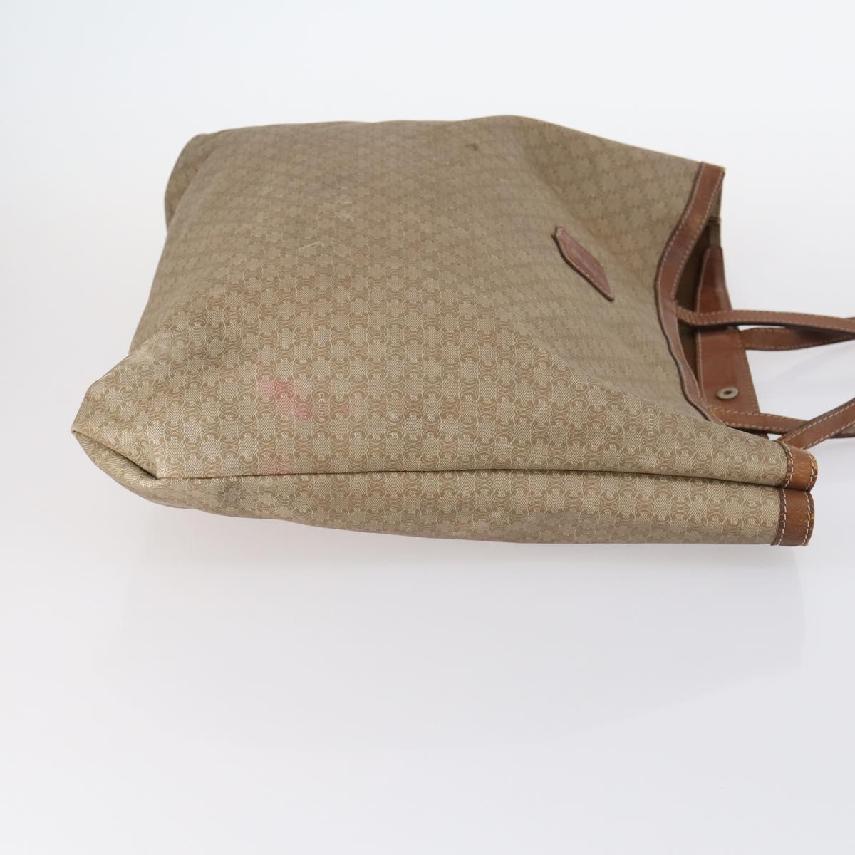 CELINE Macadam Canvas Shoulder Bag PVC Leather 2Set Brown Beige Auth SW1565