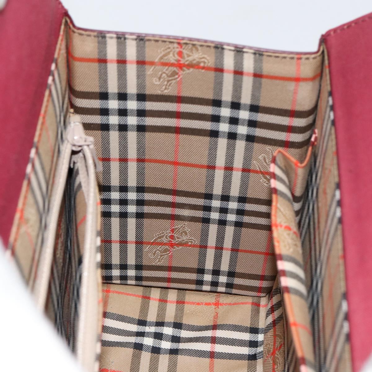 BURBERRY Hand Bag Leather Bordeaux Silver Auth sw1572