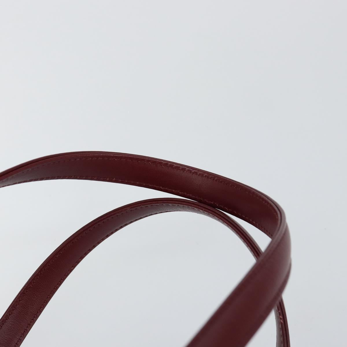 BURBERRY Hand Bag Leather Bordeaux Silver Auth sw1572