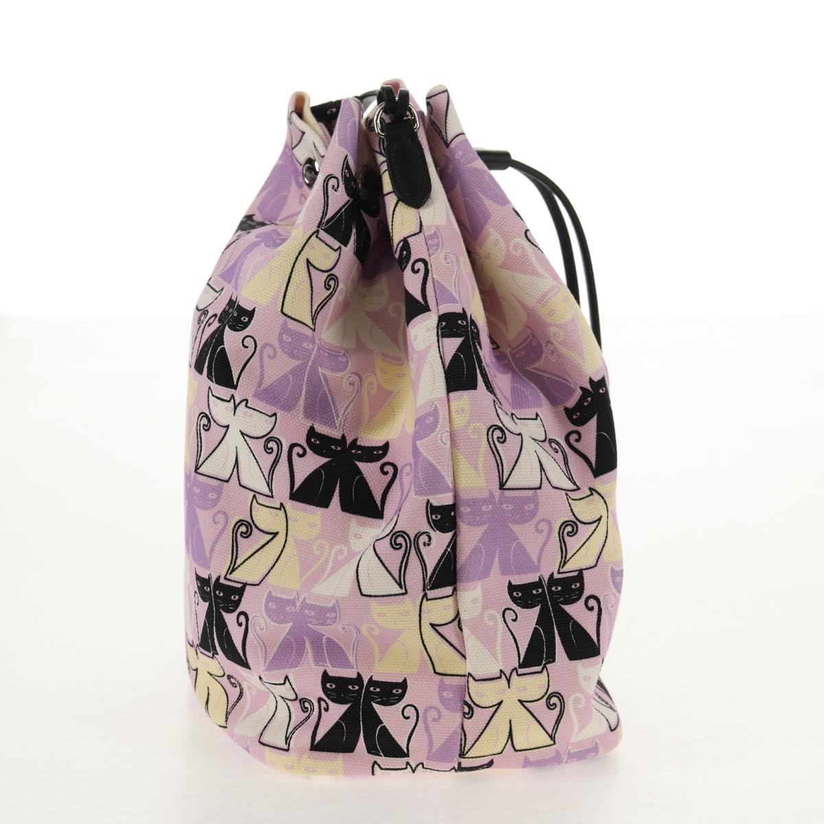 Miu Miu CANAPA CATS Pouch Canvas Pink Silver Auth sw1573M