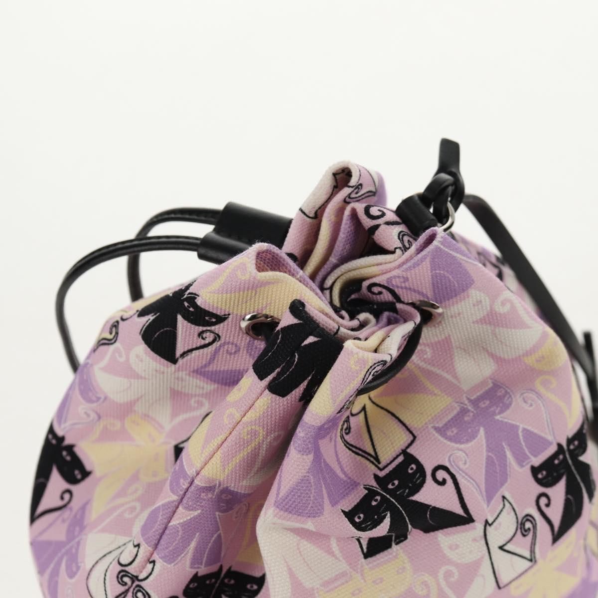 Miu Miu CANAPA CATS Pouch Canvas Pink Silver Auth sw1573M