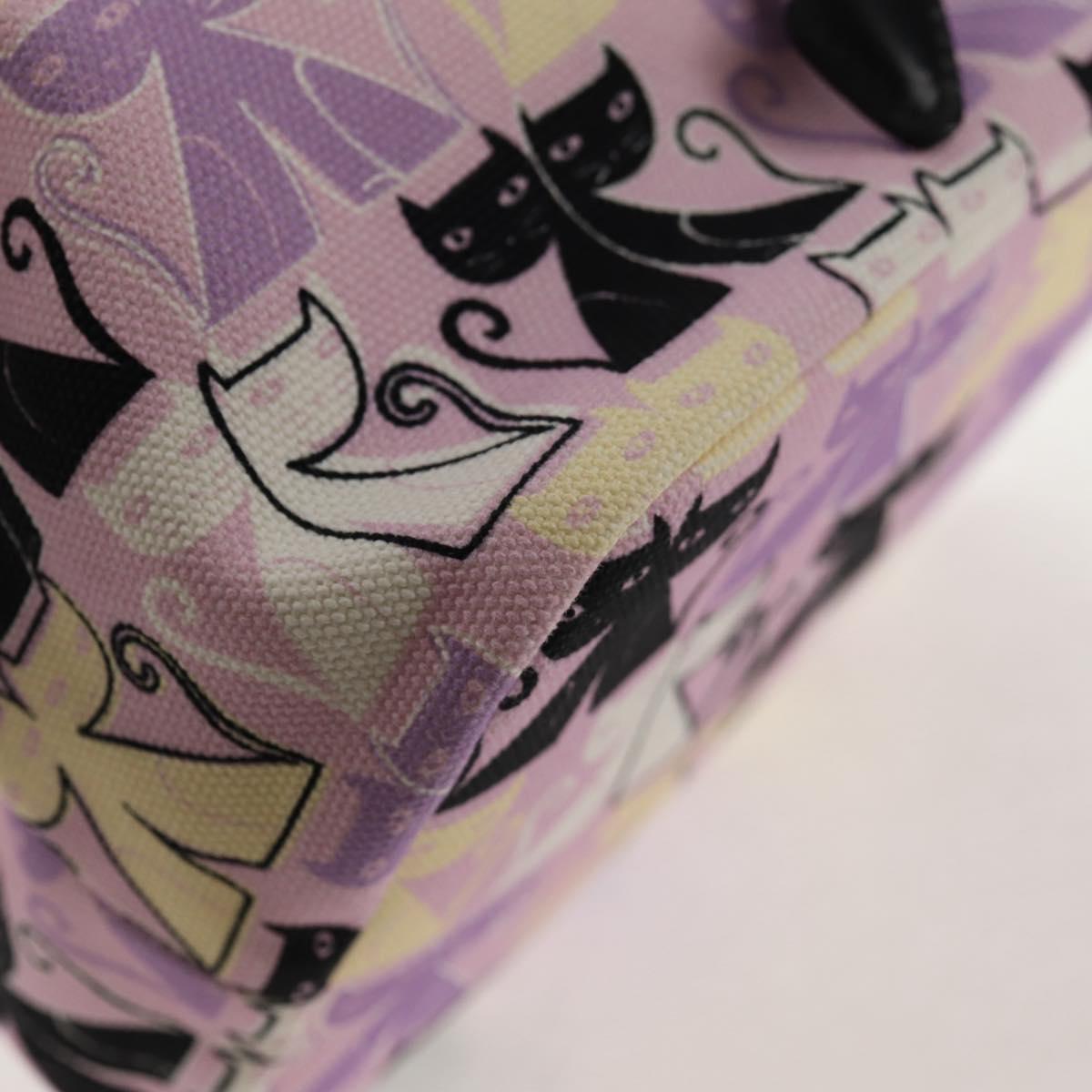 Miu Miu CANAPA CATS Pouch Canvas Pink Silver Auth sw1573M