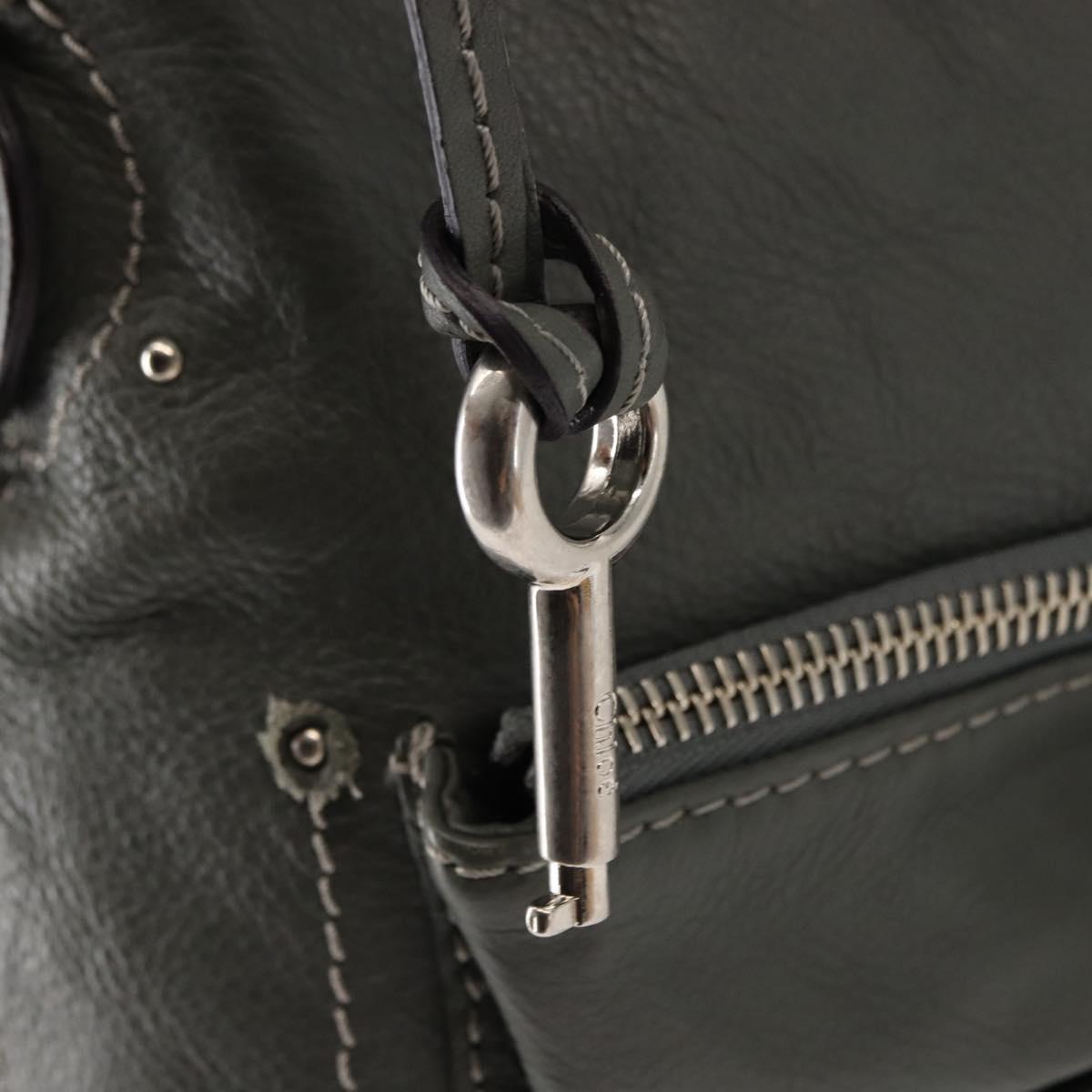 Chloe Paddington Shoulder Bag Leather Gray Auth sw1574