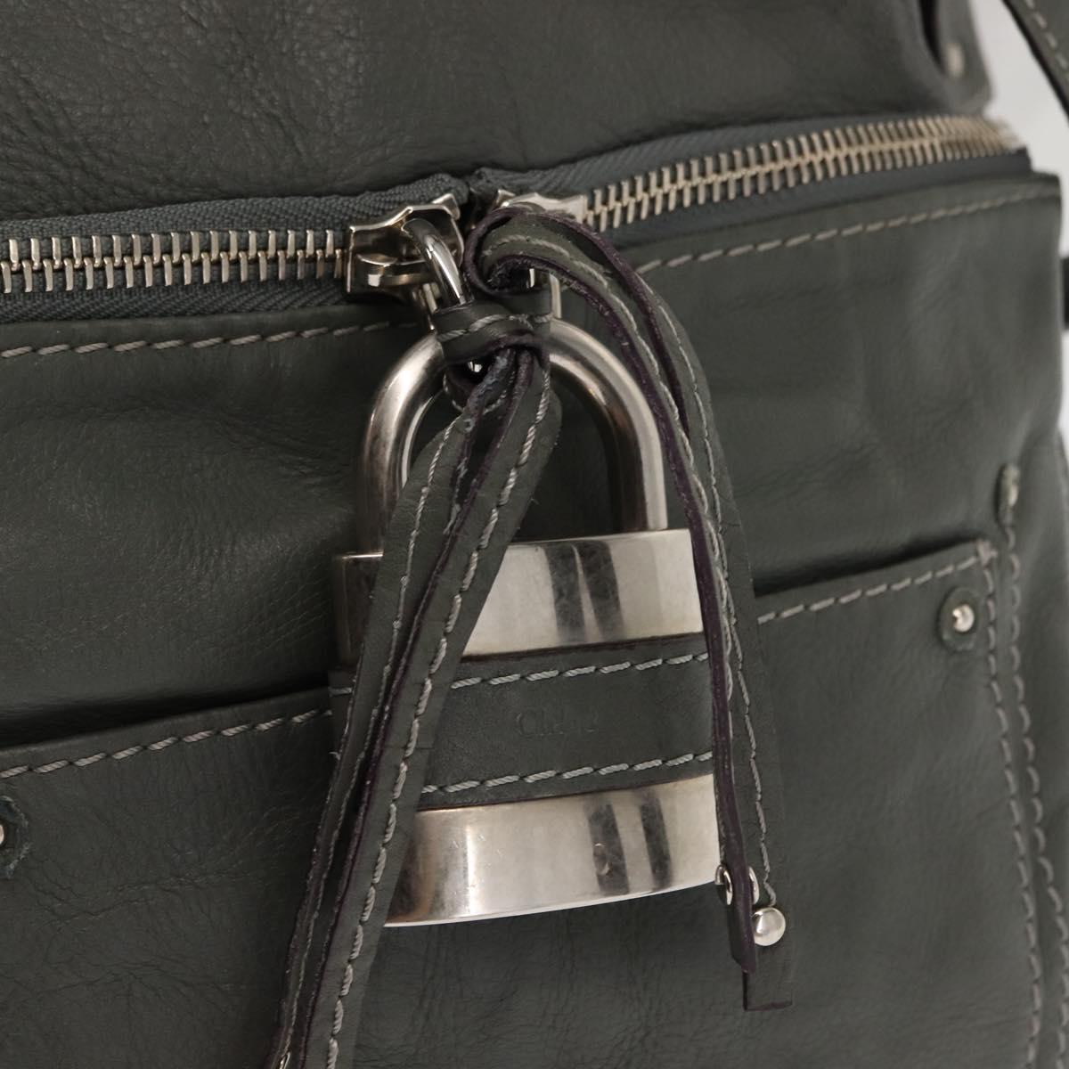 Chloe Paddington Shoulder Bag Leather Gray Auth sw1574