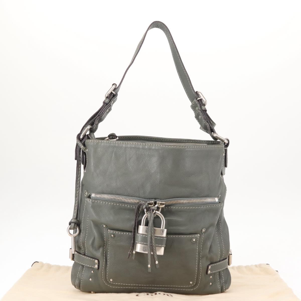 Chloe Paddington Shoulder Bag Leather Gray Auth sw1574