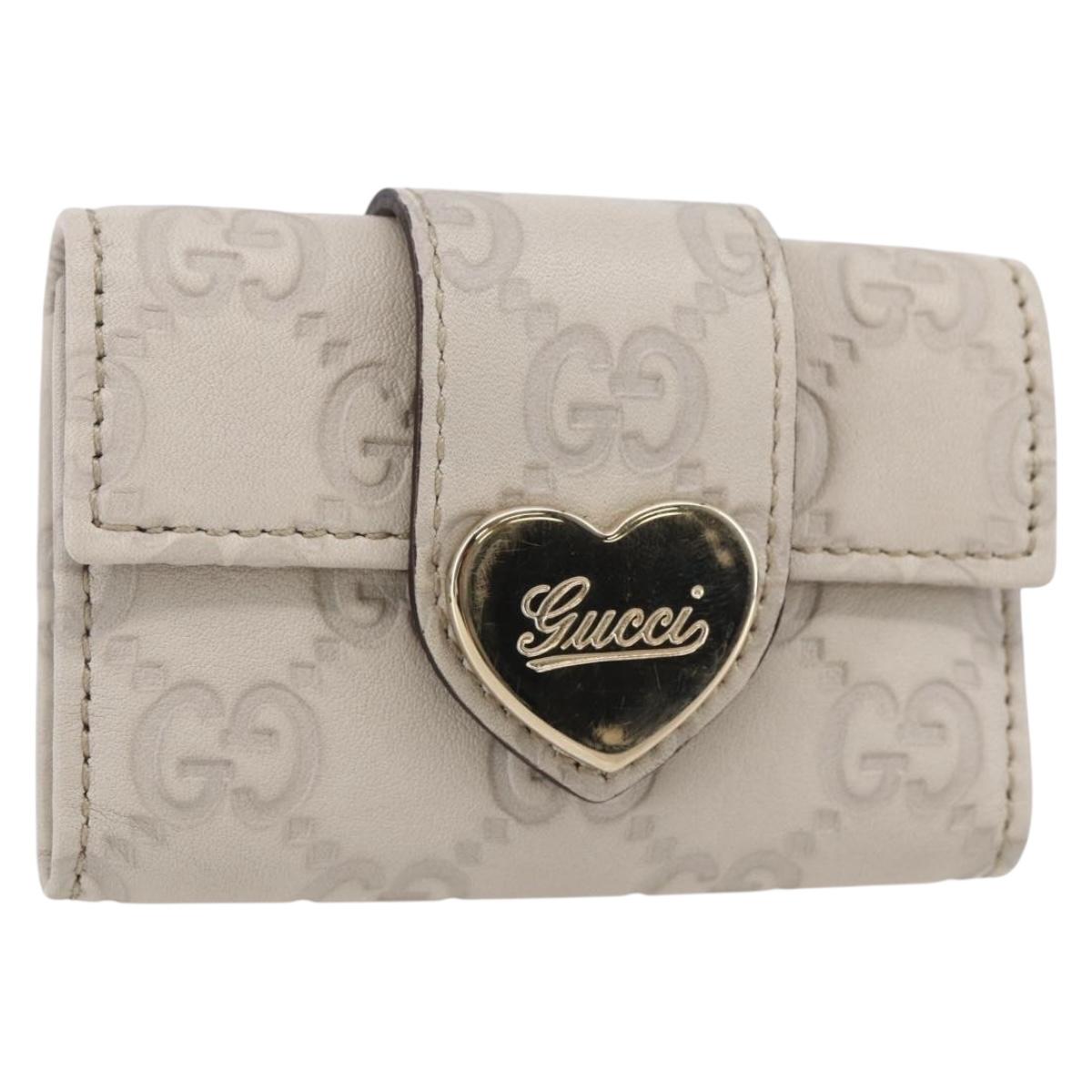 GUCCI Guccissima GG Canvas Key Case Leather White 203551 Auth sw1578