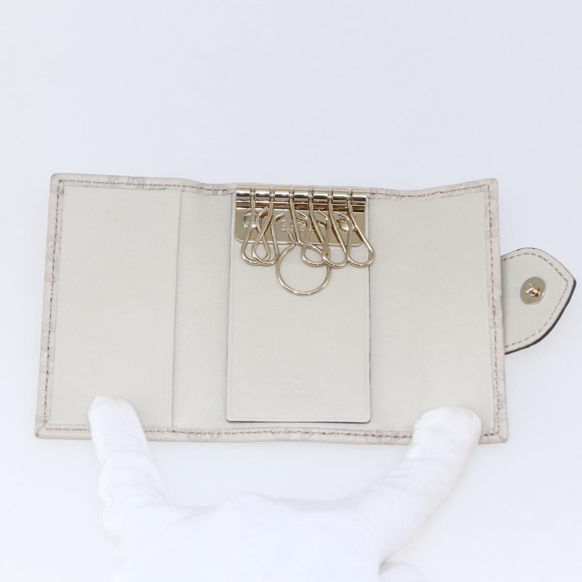 GUCCI Guccissima GG Canvas Key Case Leather White 203551 Auth sw1578