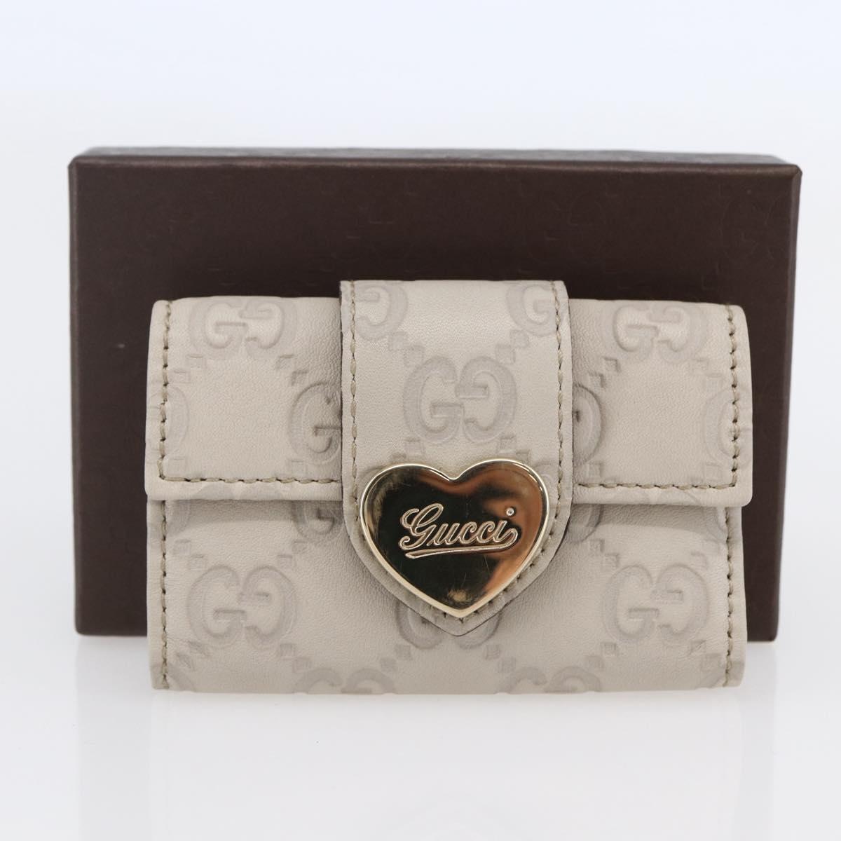 GUCCI Guccissima GG Canvas Key Case Leather White 203551 Auth sw1578