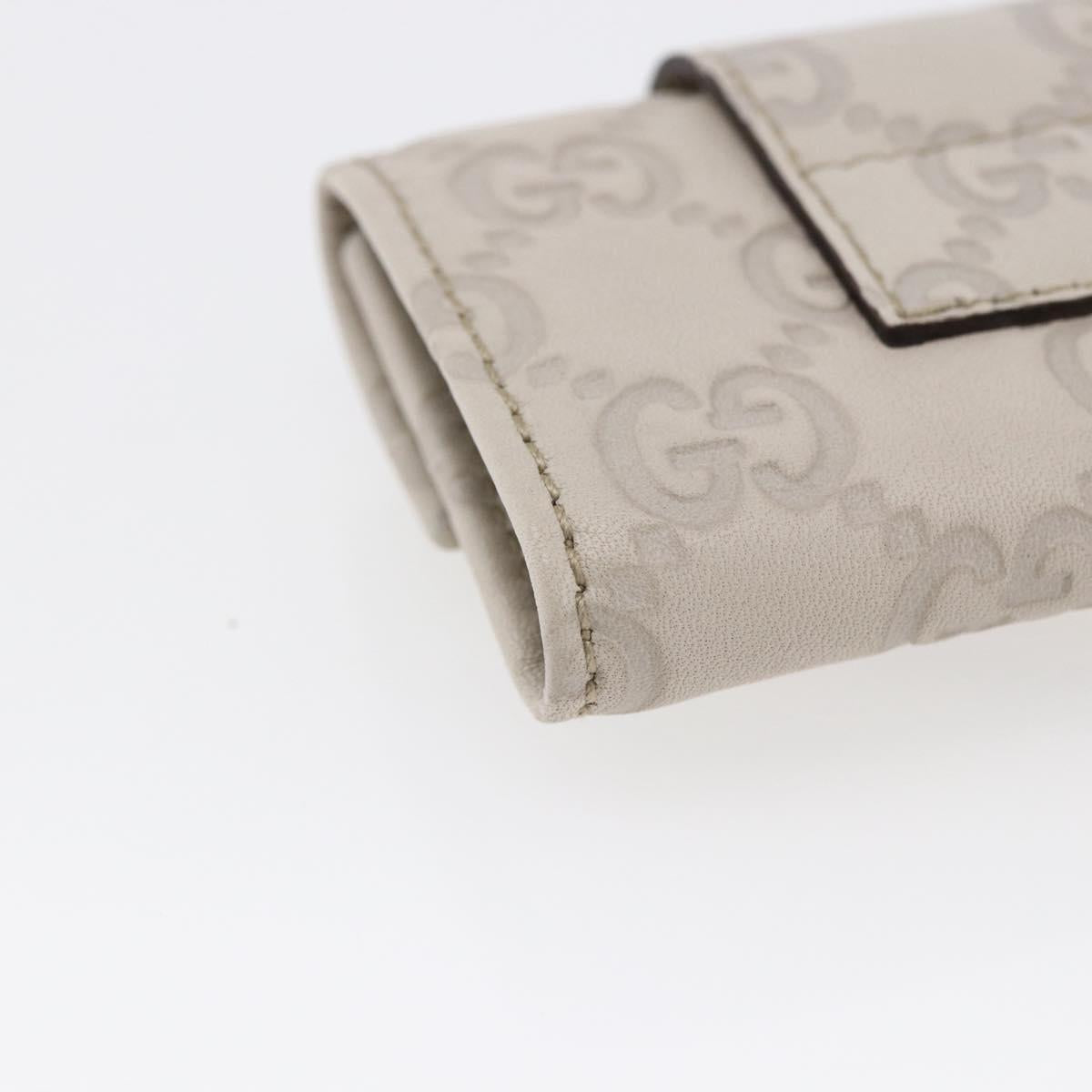 GUCCI Guccissima GG Canvas Key Case Leather White 203551 Auth sw1578