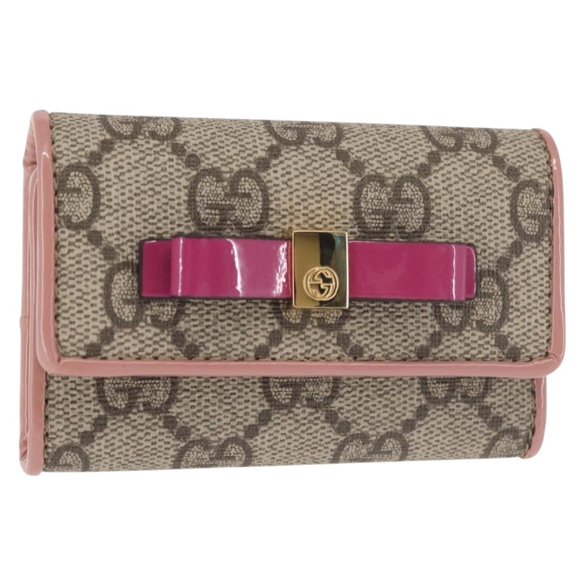 GUCCI GG Supreme Key Case PVC Beige 388682 Auth sw1580