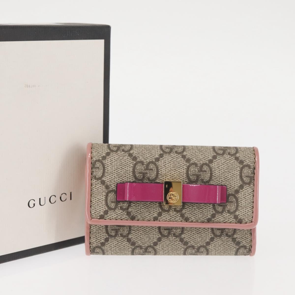 GUCCI GG Supreme Key Case PVC Beige 388682 Auth sw1580