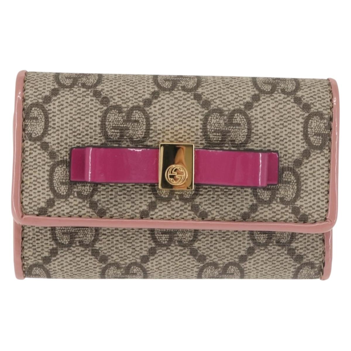 GUCCI GG Supreme Key Case PVC Beige 388682 Auth sw1580