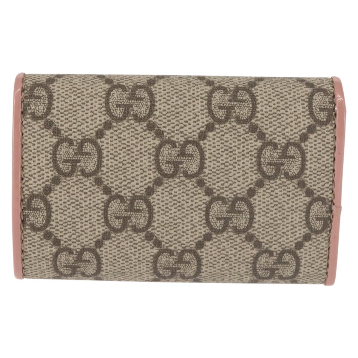 GUCCI GG Supreme Key Case PVC Beige 388682 Auth sw1580