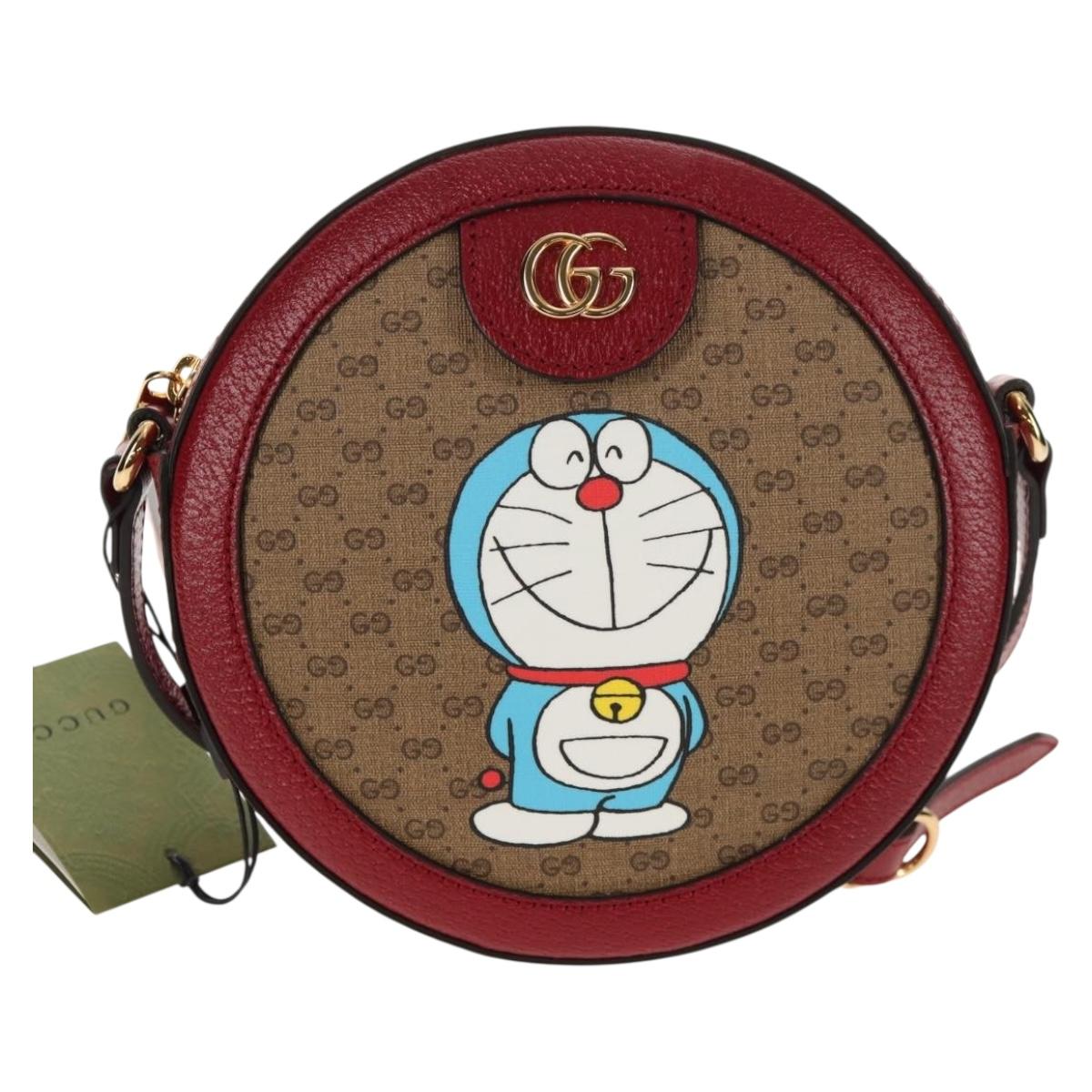 GUCCI Micro GG Supreme Doraemon Collaboration Bag PVC Beige 625216 Auth sw1582M