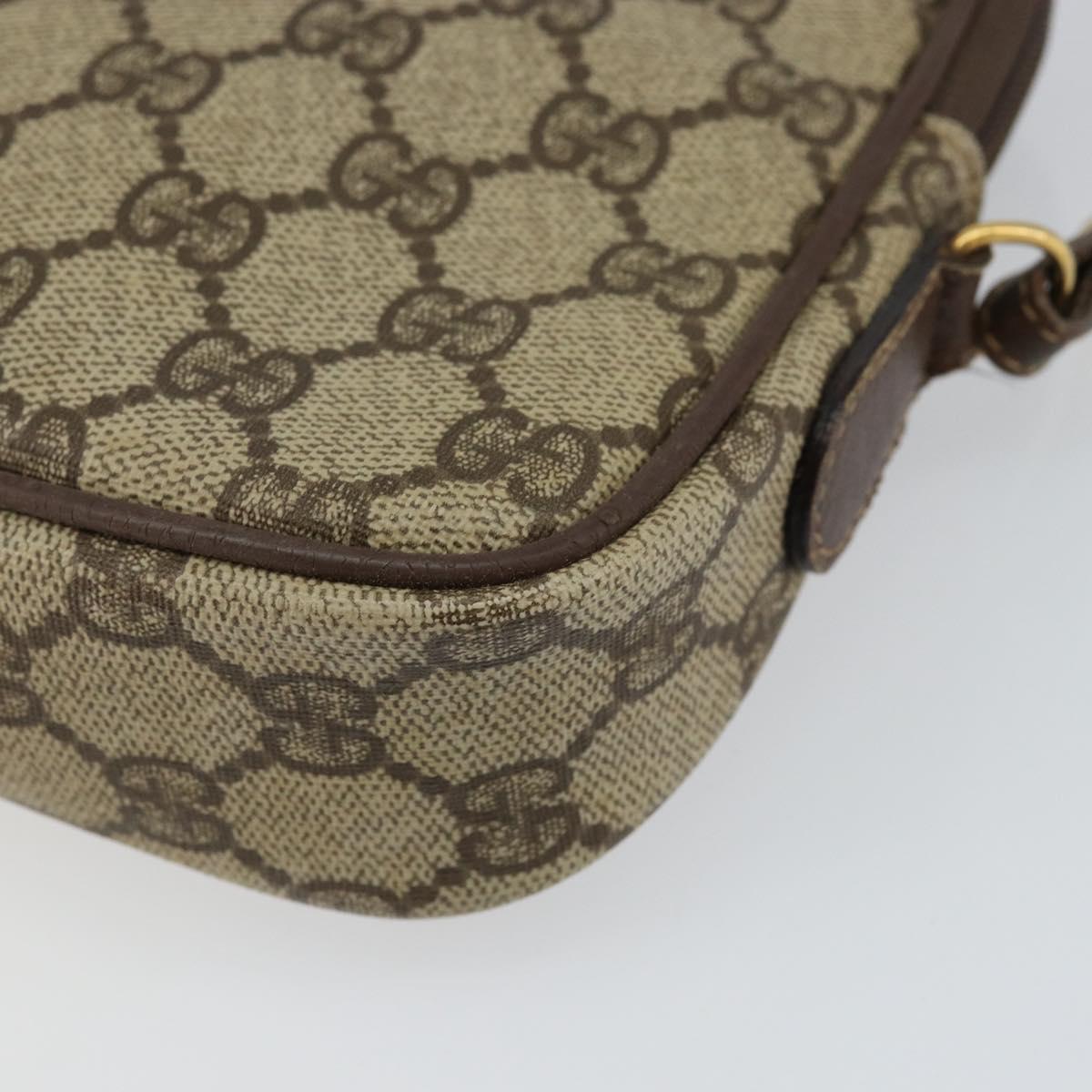 GUCCI GG Canvas Shoulder Bag PVC Leather Beige Auth sw1583