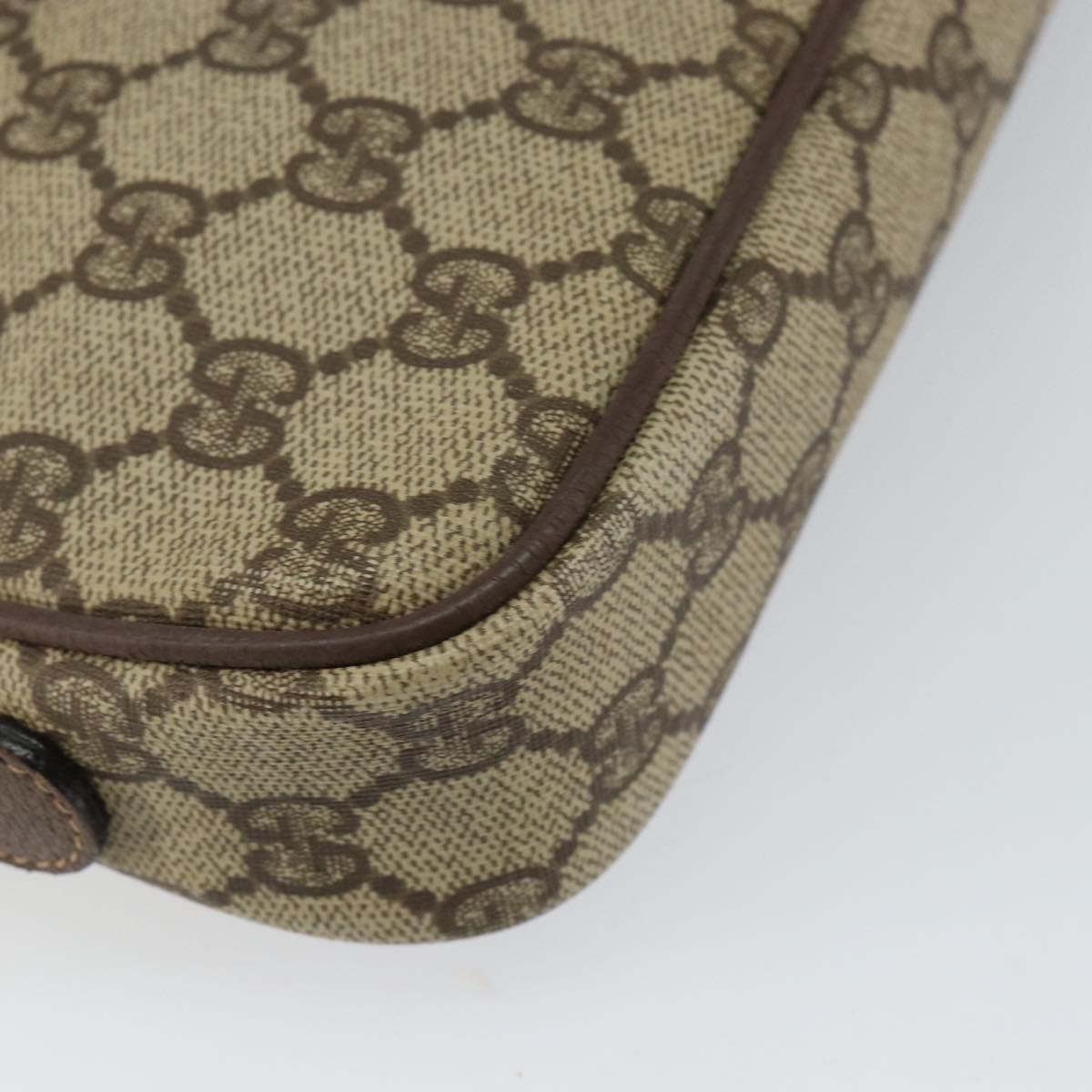 GUCCI GG Canvas Shoulder Bag PVC Leather Beige Auth sw1583